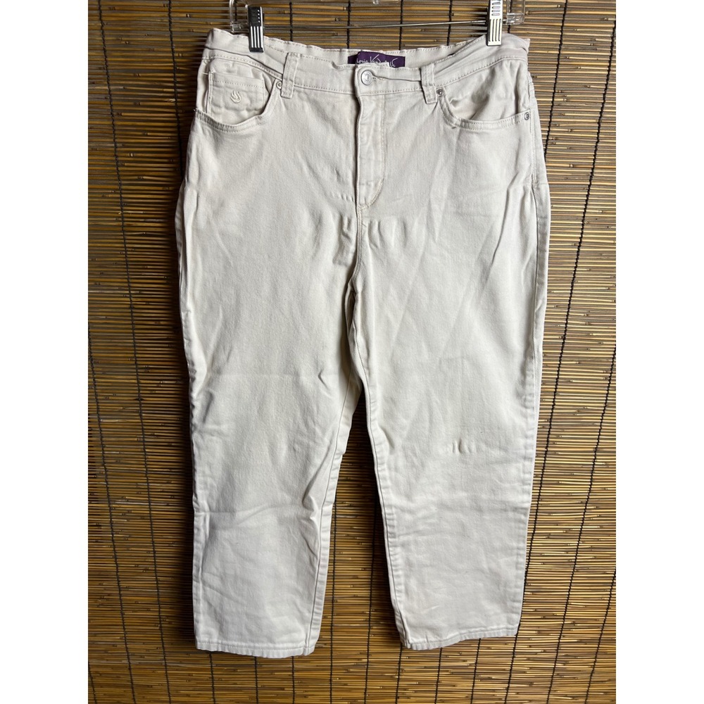 Gloria Vanderbilt Amanda High Rise Tapered Jeans Cream Off White Womens 12